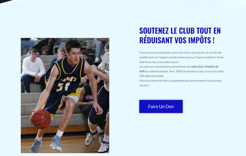 Capture d'écran du site de l'Étoile Sportive Casselardit : appel aux dons pour le club